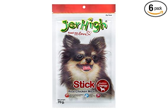 Jerhigh Chicken Dog Treats, Human Grade High Protein Chicken, Fully Digestible Healthy Snack & Training Treat, Stick 70 Gm (5X 70 G) Sold by DogsNCats,All Life Stages