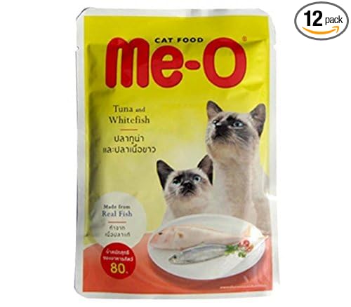 Me-O Adult Cat Food, Tuna and White Fish, 80 g (Pack of 12)