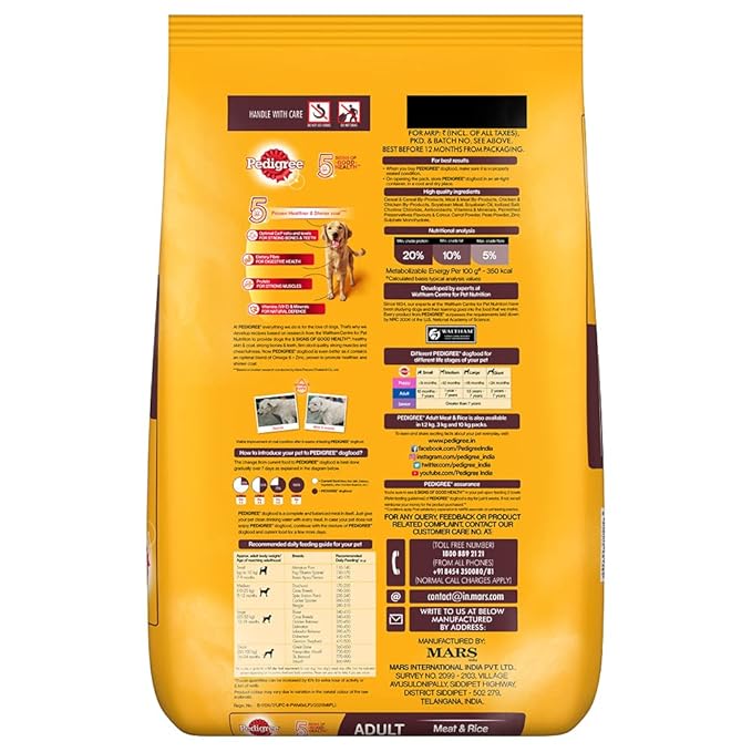 Pedigree Adult Wet Dog Food, Chicken & Liver Chunks in Gravy, 70 g (Pack of 15) & Adult Dry Dog Food, Meat & Rice, 20kg