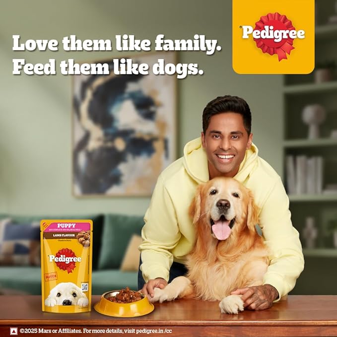 Pedigree Puppy Wet Dog Food, Lamb Flavour Chunks in Gravy, 130 g (Pack of 12), Complete & Balanced Meal for Puppies