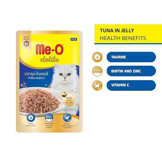 ME-O Delight Pouch Tuna in Jelly 70G, Wet Food, Pack of 12 (70G X 12, 840G)