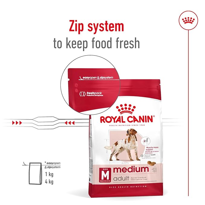 Royal Canin Medium Adult Dog Food, 1 Kg, Dry Food, Provides Muscle Mass, Supports Complex Natural Defense & Optimal Health Support