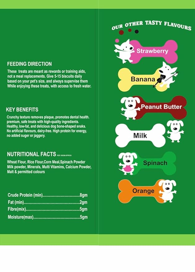 Nootie Biscuits with Spinach Flavour for Adult Dogs Protein-Rich, Highly Digestible, and Nutrient-Dense Dog Treats, Breeds & Sizes - 900g