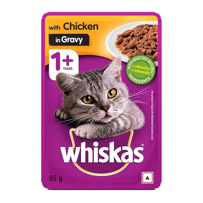 Whiskas Adult (+1 Year) Wet Cat Food, Tuna In Jelly, 24 Pouches (24 X 85G) & Chicken In Gravy, 24 Pouches (24 X 85G), 1 Count