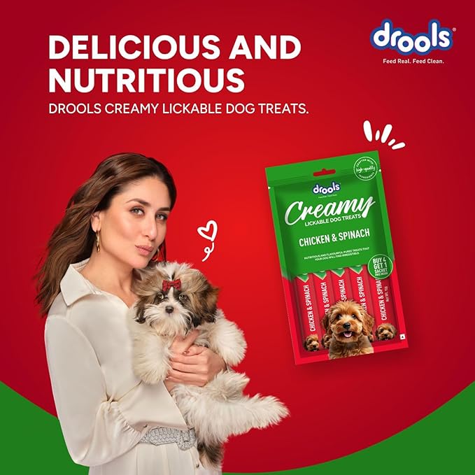 Drools Dog Treats, Creamy Chicken & Spinach 5 Sticks Tasty & Nutritious Snack for All Breeds, (15g x5),75g, All Life Stages