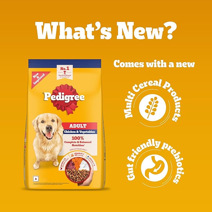 Pedigree Adult Dry Dog Food, Chicken & Vegetables, 20 kg, Contains 37 Essential Nutrients, 100% Complete & Balanced Food for Adult Dogs