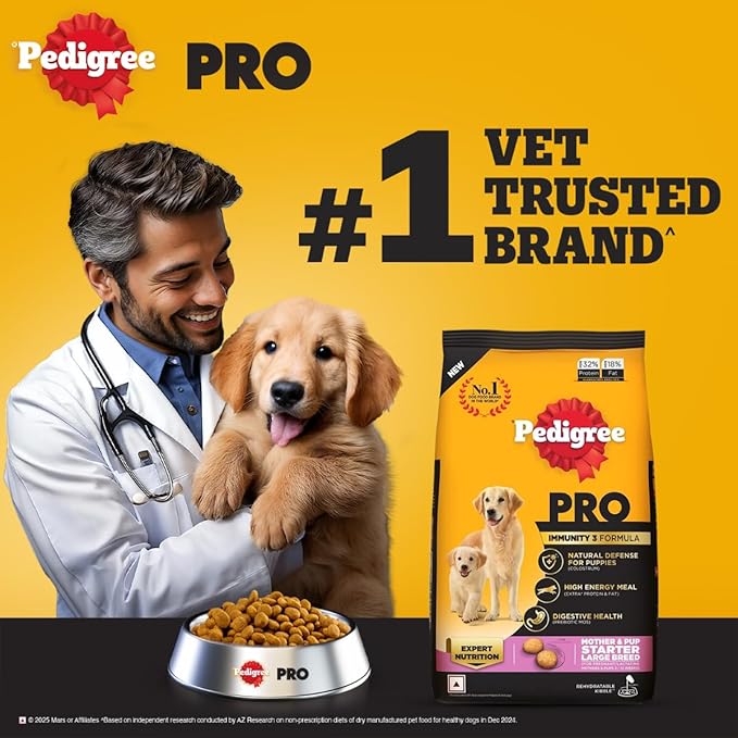 Pedigree PRO Mother & Pup Starter Large Breed, 10 kg Dry Dog Food, Vet Trusted Brand, Expert Nutrition, Quality Protein, 33% More Nutrients (3-12 Weeks)