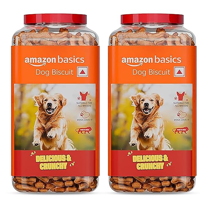 Amazon Basics Dog Biscuits for All Breeds | 1 kg (Pack of 2) | for All Life Stages