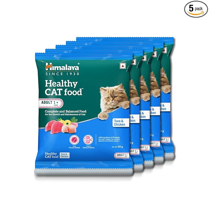 Himalaya Healthy Cat Food Pellet Adult (Tuna and Chicken) 50 G (Pack of 5)