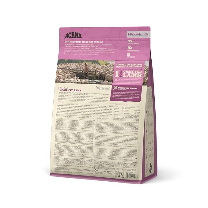 Acana Grass-Fed Lamb Dry Dog Food, Grain Free Dog Food for All Life Stages, Fresh or Raw Ingredients, 6 kg