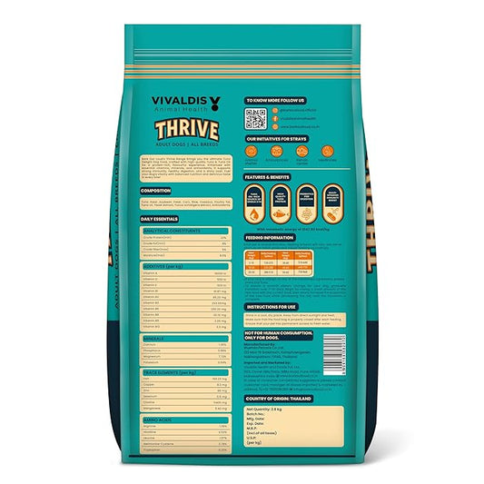 Thrive- Bark Out Loud Real Tuna Fish Dry Dog Food | Antioxidants, Omega, Multivitamins | Yucca for Digestion (9.8 Kg)