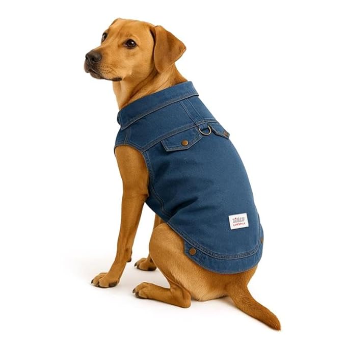 Zigly Lifestyle Snug Denim Shirt for Dogs-Blue-XL – Soft & Lightweight Casual Wear for Small and Medium Breeds|Comfortable Stylish Pet Wear
