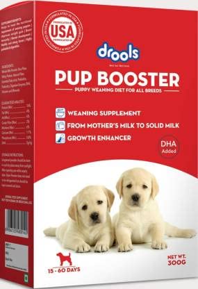 Drools Pup Booster - Puppy Weaning Diet for All Breeds 300 gram (Pack of 6) Milk 6 kg (6x1 kg) Wet New Born Dog Food