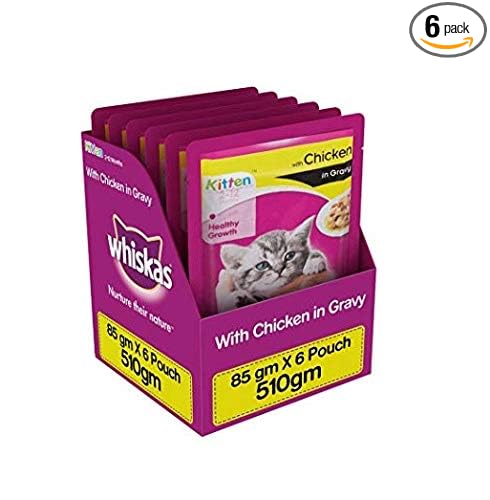 whiskas Baby's Wet Cat Food, Chicken in Gravy for Kittens, 85 g - Pack of 6