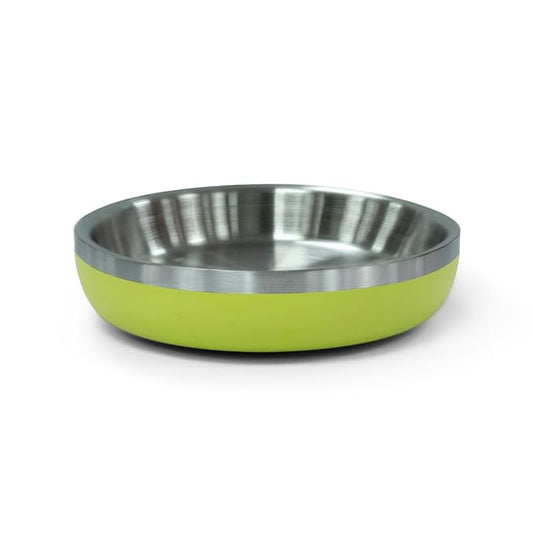 Zigly Lifestyle Meow Dish Double-Walled Cat Bowl – Whisker-Friendly, Anti-Slip Feeding Bowl for Cats, Lime