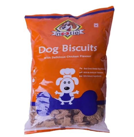 Nootie Freshly Baked Dog Biscuits | Highly Nutritional & Digestible Dog Treat | Real Chicken & Peanut Butter Cookies | High Protein Munchies for All Dog Breeds & Life Stages | Pack of 1 (900gms)