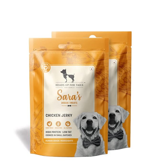 Heads Up For Tails Sara'S Doggie Treats Chicken Jerky,Non Veg Treats For Dogs - 70 G Each (Pack Of 2),Adult,Dry