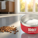 Zigly Double Walled Dog Bowl – 2000 ml, Red | Insulated Food Bowl for Dog | Anti-Skid Base | Large Size Dog Bowl for Food & Water