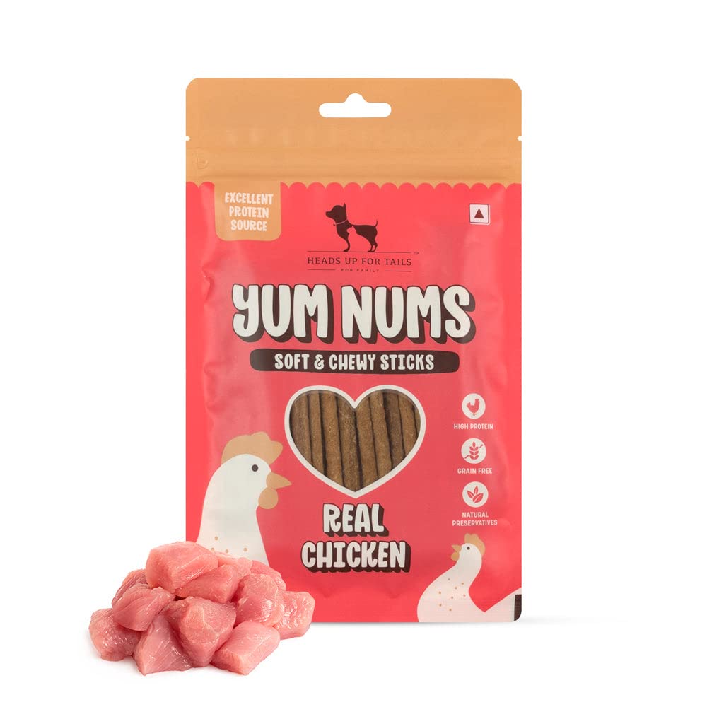 HUFT Yum Nums Soft & Chewy Sticks - Real Chicken | Dog Training Treats | Healthy Dog Snacks | Dog Treats for Puppies & Adults | Pet Chews & Tasty Rewards - 75gm
