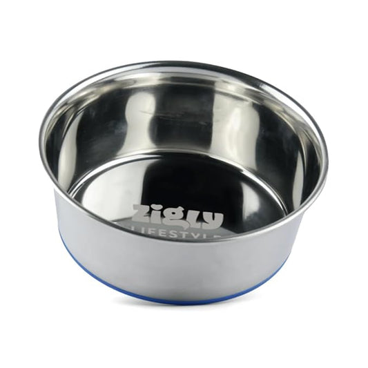 Zigly Stainless Steel Dog Feeding Bowl | XXL Size Rust-Resistant, Non-Slip & Easy Clean (L)