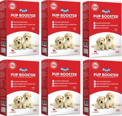 Drools Pup Booster - Puppy Weaning Diet for All Breeds 300 gram (Pack of 6) Milk 6 kg (6x1 kg) Wet New Born Dog Food