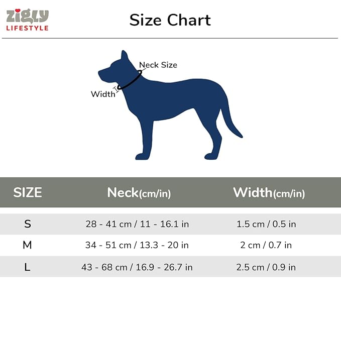 Zigly Lifestyle Doodle Dog Collar-Large - Blue-Adjustable & Durable Collar for Large Dogs | Stylish Pet Collar for Daily Use | Collars for Dogs