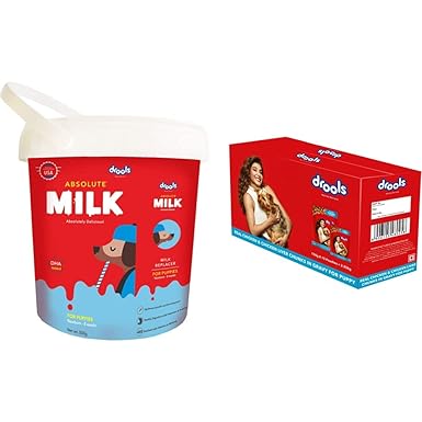 Drools Absolute Powder Milk for Newborn Puppies,Baby Dog, 500g&Drools Puppy Wet Dog Food, Real Chicken and Chicken Liver Chunks in Gravy, 15 Pouches (15 x 150g)