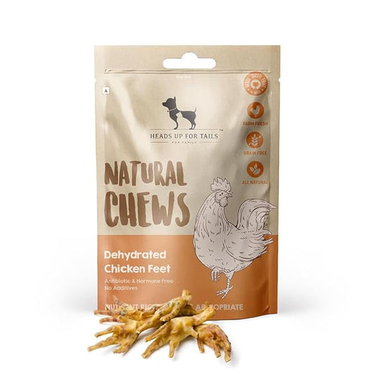 Heads Up For Tails Sara's Natural Chews Dehydrated Chicken Feet Dog Treats-80 Gram, Adult, Dried