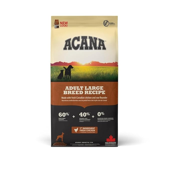 Acana Adult Large Breed Dry Dog Food, Grain Free Dog Food for All Life Stages, Fresh or Raw Ingredients, 17 KG