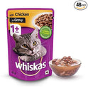 Whiskas Adult (1+ Years) Wet Cat Food, Chicken in Gravy Flavour, 48 x 85 g Pouches