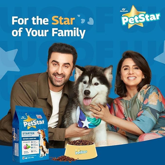 Mankind PetStar Starter Dry Dog Food (High Protein) for Mother & Puppy, 10kg (Pack of 2) | Improves Muscle & Strength, Supports Immunity, Protects Liver & Kidney