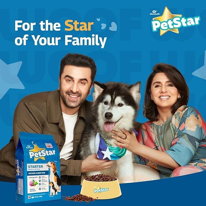 Mankind PetStar Starter Dry Dog Food (High Protein) for Mother & Puppy, 1kg Pack | Improves Muscle & Strength, Supports Immunity, Protects Liver & Kidney