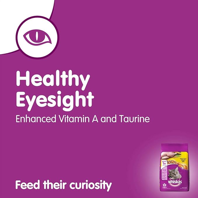 Whiskas Adult (+1 year) Dry Cat Food , Chicken Flavour, 1.2kg Pack