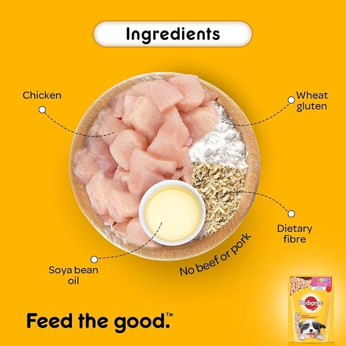 Pedigree Puppy Wet Dog Food, Chicken Chunks In Gravy, 5 Pouches (5 X 80G), 1 Count
