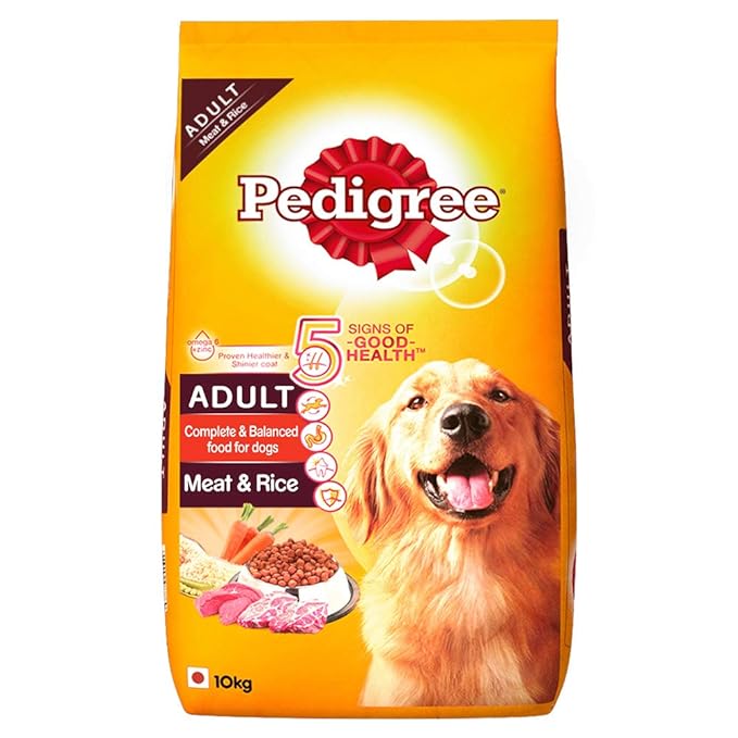 Pedigree Adult Dry Dog Food, Meat & Rice, 10kg Pack & Puppy Wet Dog Food, Chicken Chunks in Gravy, 70 g (Pack of 30)