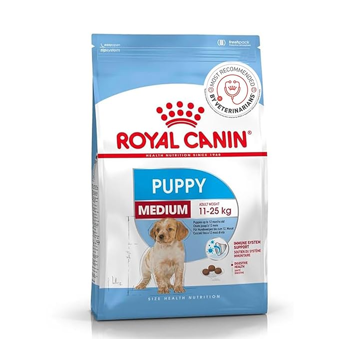 Royal Canin Medium Puppy Food, 4 Kg, Dry Food, Supports Digestive Health & Immune System, Provides Short Growth & High Energy Content