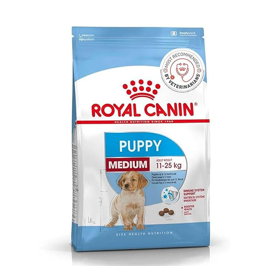 Royal Canin Medium Puppy Food, 4 Kg, Dry Food, Supports Digestive Health & Immune System, Provides Short Growth & High Energy Content