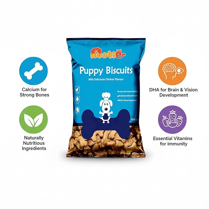 Nootie Chicken Puppy Biscuits - Chicken & Peanut Butter Flavoured Treats for Puppies | Protein-Rich, Highly Digestible & Nutritious | Suitable for All Breeds | 900g