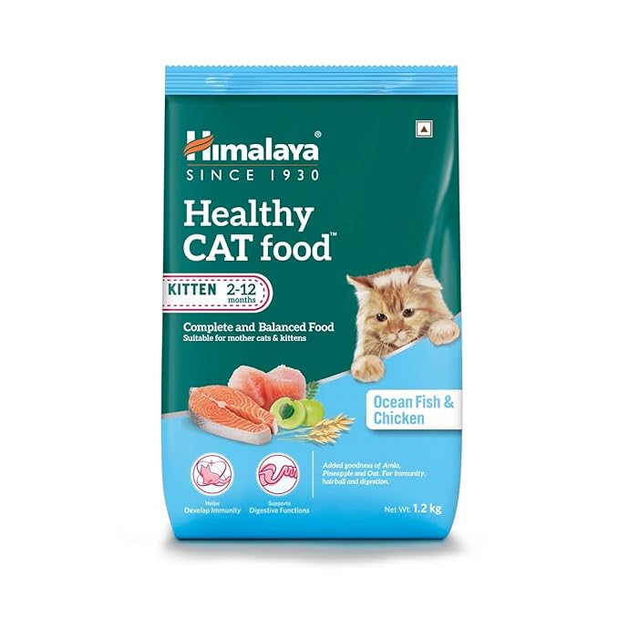 Himalaya Healthy CAT Food | Kitten & Mother Cat | Ocean Fish & Chicken | 1.2kg | Complete & Balanced Nutrition with Oats, Pineapple & Amla