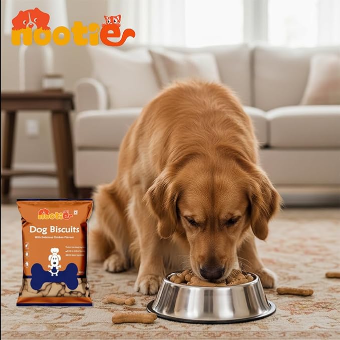 Nootie Freshly Baked Dog Biscuits | Highly Nutritional & Digestible Dog Treat | Real Chicken & Peanut Butter Cookies | High Protein Munchies for All Dog Breeds & Life Stages | Pack of 1 (900gms)