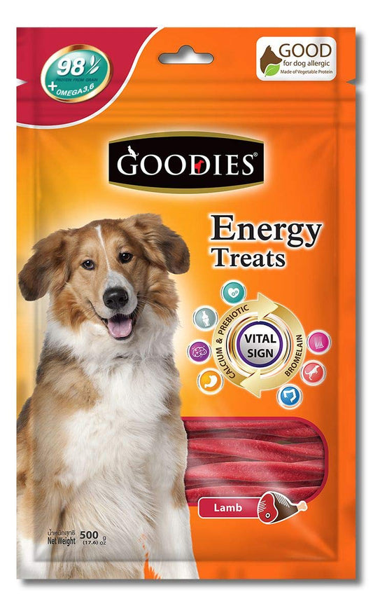 Goodies Dog Energy Treats, Made of Vegetable Protein, 98% Digestible, Healthy Snack & Training Treat, Best for Dog with Meat Allergy, Lamb 125gm (2 X 125g) Sold by DogsNCats