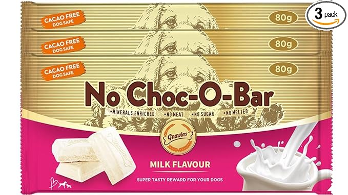 Gnawlers No Choco -O- Bar Dog Treats Milk Flavour, Super Tasty Treats for Your Dog That is Chocolate & Coco Free, No Meat, No Sugar and Never Melts with 27 Bites (Pack of 3) by DogsNCats