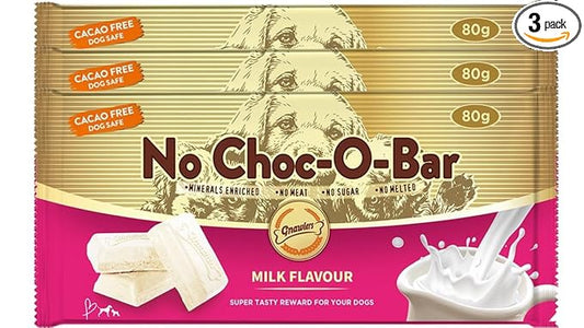 Gnawlers No Choco -O- Bar Dog Treats Milk Flavour, Super Tasty Treats for Your Dog That is Chocolate & Coco Free, No Meat, No Sugar and Never Melts with 27 Bites (Pack of 3) by DogsNCats