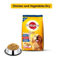 Pedigree Adult Dog Food Combo - Chicken & Vegetables Dry, 3kg + Chicken & Liver Chunks in Gravy, 80g (4 pouches)