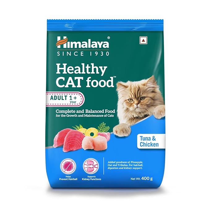 Himalaya Healthy CAT Food | Adult Cats | Tuna & Chicken | 400g | Complete & Balanced Nutrition with Oats, Pineapple & Gokshura