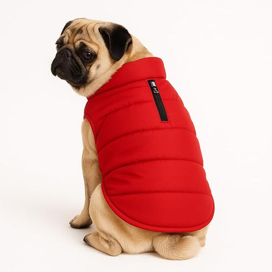 Zigly Lifestyle Cozy Shield Pet Winter Jacket Red | Lightweight, Water-Resistant & Windproof Dog Coat - XS