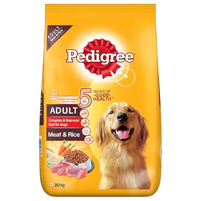 Pedigree Adult Wet Dog Food, Chicken & Liver Chunks in Gravy, 70 g (Pack of 15) & Adult Dry Dog Food, Meat & Rice, 20kg