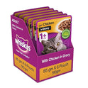 Whiskas Adult (1+ Years) Wet Cat Food, Chicken in Gravy Flavour, 6 x 85 g Pouches