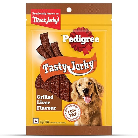 Pedigree® Tasty Jerky™ Dog Treat, Grilled Liver Flavour, 70 g, Jerky-Style Treats for Bonding, Low-Fat and Rich-Protein* Dog Treats