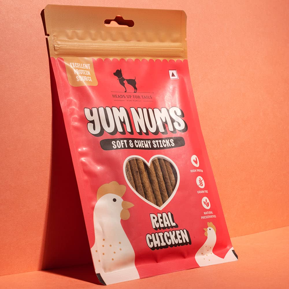 HUFT Yum Nums Soft & Chewy Sticks - Real Chicken | Dog Training Treats | Healthy Dog Snacks | Dog Treats for Puppies & Adults | Pet Chews & Tasty Rewards - 75gm